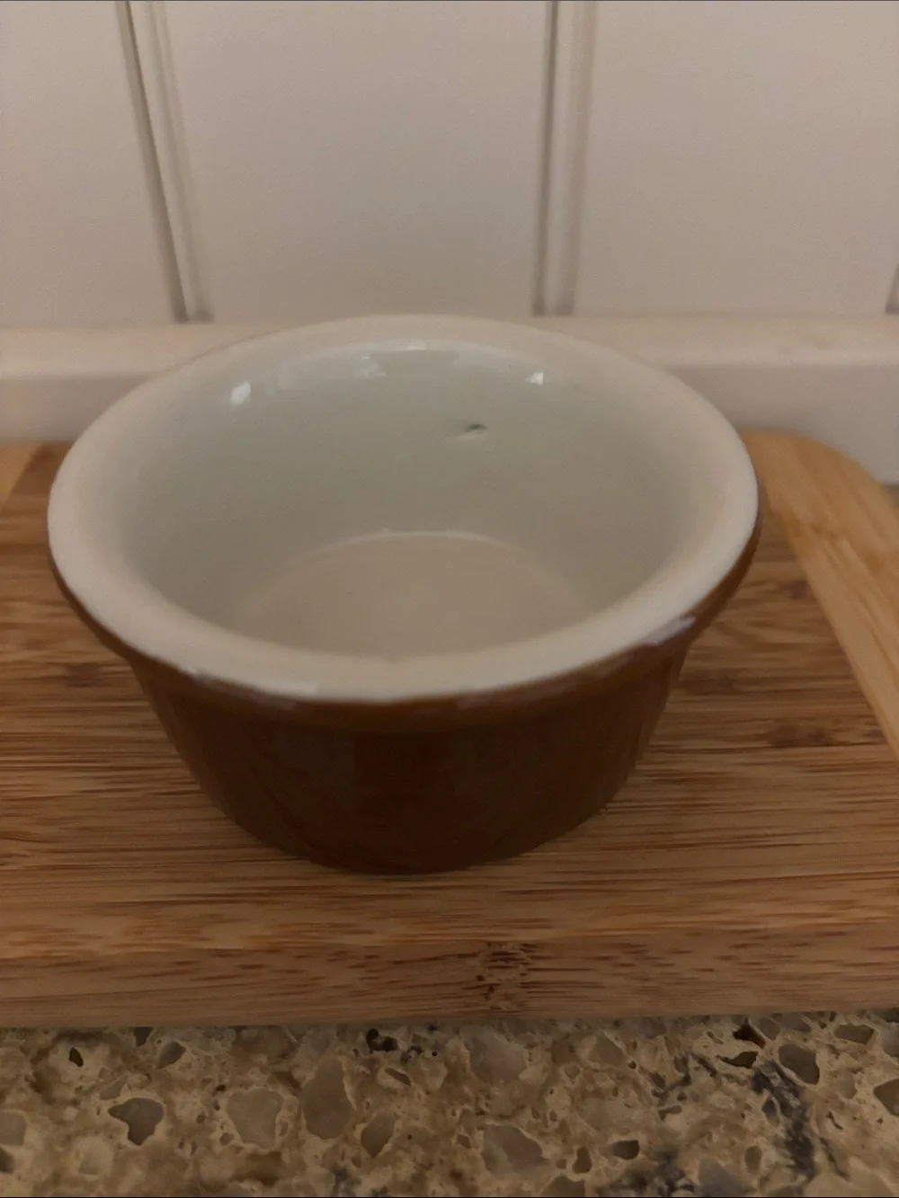 Vintage Hall Pottery Brown & Green 2 Piece Ceramic Bakeware Au Gratin & Ramekin